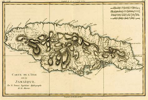 Map of Jamaica Drawing by Guillaume Raynal