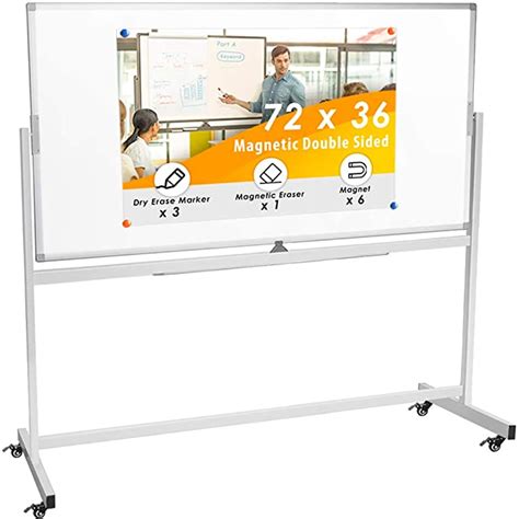 Rolling Whiteboard 72 x 36, Large Magnetic Whiteboard with Stand ...