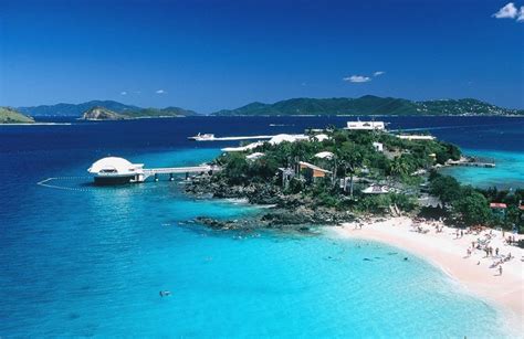 Undersea Observatory Tower »Coral World. St. Thomas, USVI. Coki Beach in right forefront ...