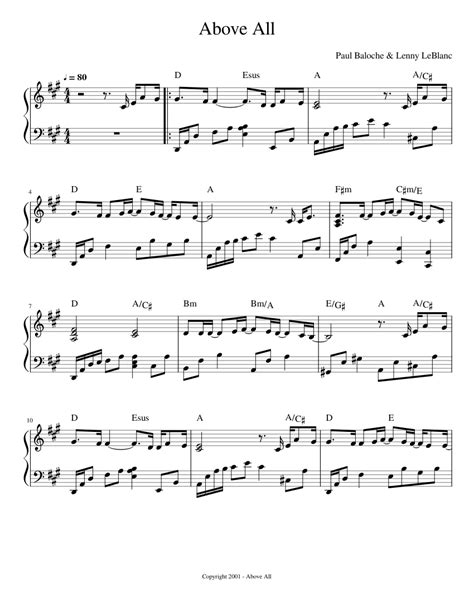 Above All Sheet music for Piano (Solo) | Musescore.com