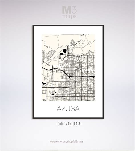 Azusa California Azusa CA Map Azusa Map Azusa Print Azusa - Etsy