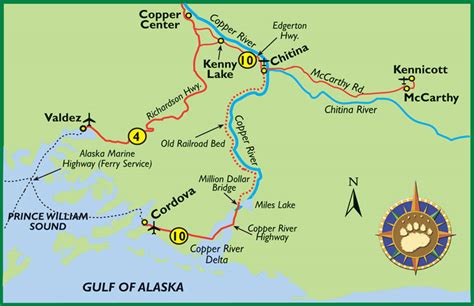 Maps of Alaska Roads By Bearfoot Guides: Map Of The Copper River Highway, Alaska