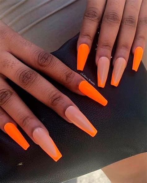 Pin by BxdGyal on Clawś | Neon orange nails, Orange acrylic nails ...