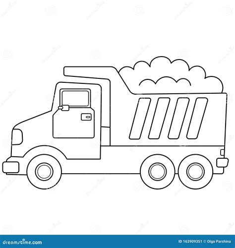 Coloring Page Outline of Cartoon Lorry or Dump Truck. Construction Vehicles Stock Vector ...