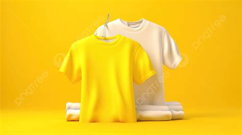 Yellow Background Showcases 3d Rendered T Shirts, Plain T Shirt, T Shirt, Red Shirt Background ...
