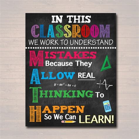 MATH Teacher Classroom Poster Printable Mistakes Math - Etsy