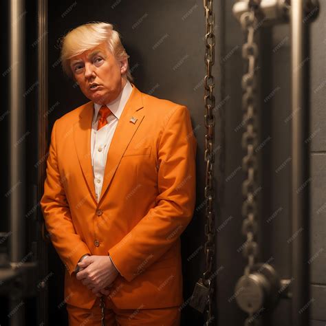 Premium AI Image | Donald Trump in jail wearing an orange suit