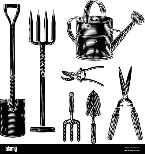 Gardening tools sketch Stock Vector Images - Alamy