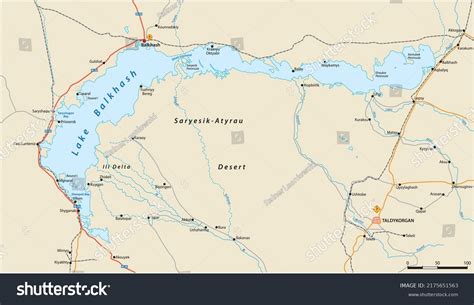 Vector Map Lake Balkhash Eastern Kazakhstan Stock Vector (Royalty Free) 2175651563 | Shutterstock