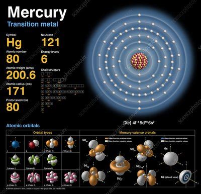 Mercury, atomic structure - Stock Image - C018/3761 - Science Photo Library