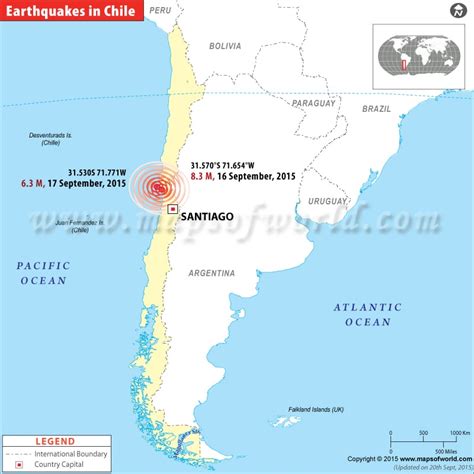 Chile Earthquake Map - Areas affected by Earthquakes in Chile