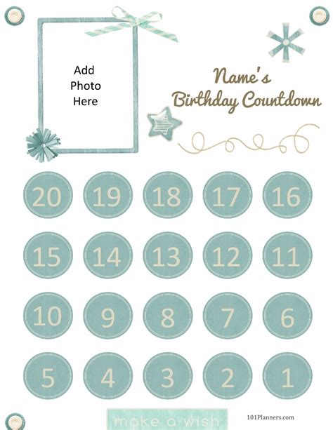 Free Birthday Countdown Printable - Printable Templates