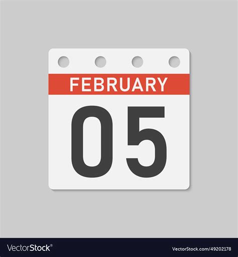 Icon page calendar day - 5 february Royalty Free Vector