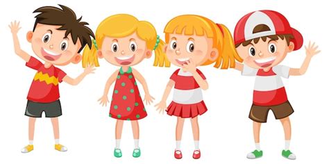 Premium Vector | Group of happy children cartoon