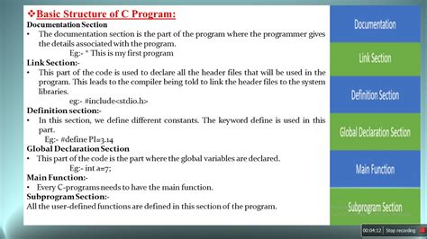 Part-2 basic structure of c program with example - YouTube