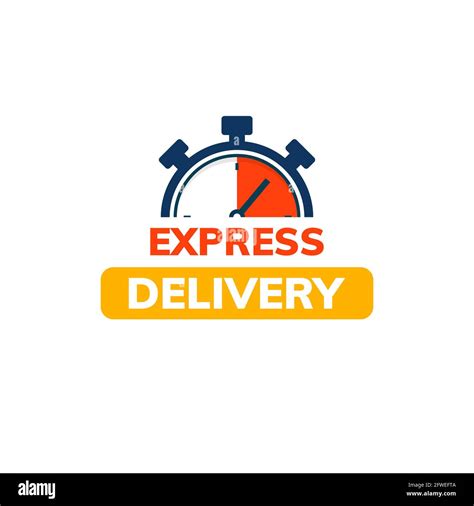 Express delivery service logo. Fast time delivery order with stopwatch. Quick shipping delivery ...