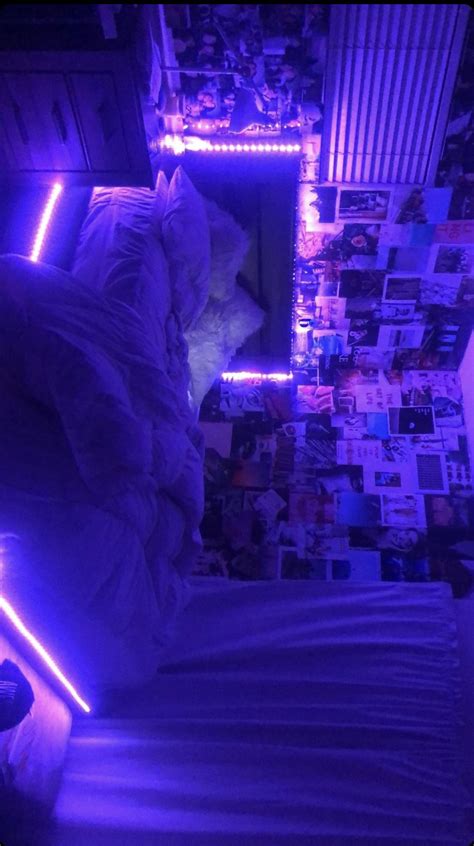 Btw this is Kenzie’s room... Led lights//pic wall//cute sized bed | Neon bedroom, Grunge room ...