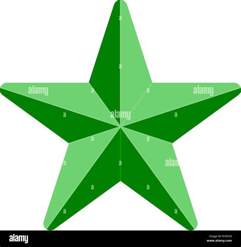 Star symbol icon - green simple 3d, 5 pointed rounded, isolated - vector illustration Stock ...