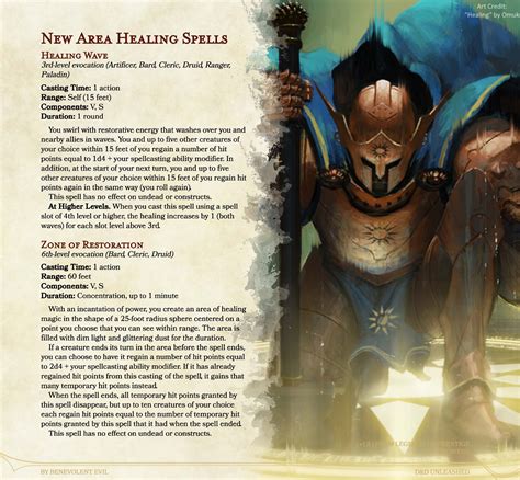 New Spells: Area Healing Magic — DND Unleashed: A Homebrew Expansion for 5th Edition Dungeons ...