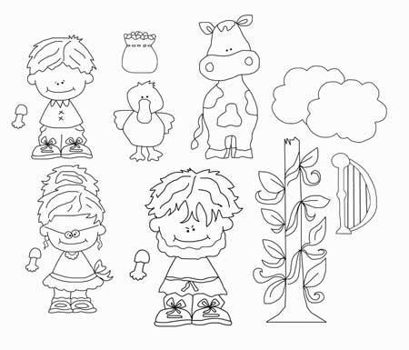 Jack and the Beanstalk - Clip Art, Line Drawings for Fairy Tale