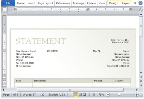 Billing Statement Template for Microsoft Word