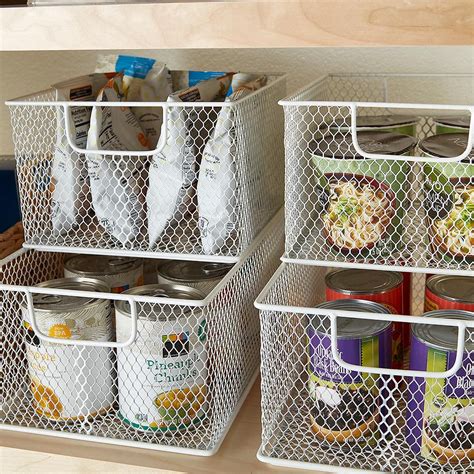 White Omaha Steel Mesh Stackable Bins | Stackable bins, Pantry ...