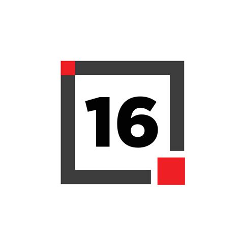 16 number with a gray square icon. 16 number monogram. 27476959 Vector ...