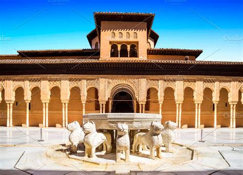 Lion Fountain, Alhambra, Granada | High-Quality Architecture Stock ...