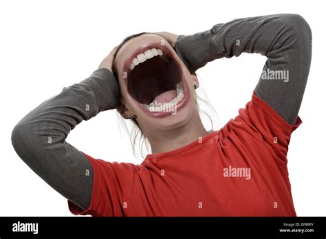 Woman screaming shouting mouth Stock Photo, Royalty Free Image ...