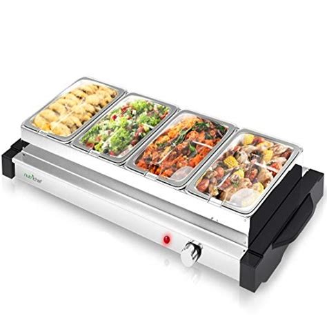 Buy chef Electric Hot Plate Food Warmer 4-Plate Buffet Server Chafing Dish Set, Portable ...