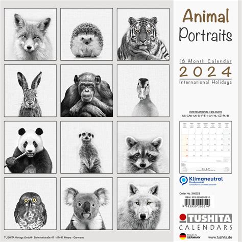 Animal Portraits 2024 Wall Calendar | Booakzine HK – Bookazine