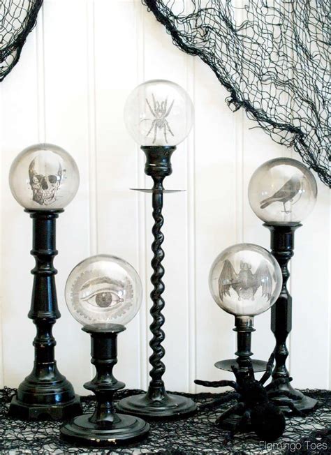 DIY Spooky Crystal Ball Halloween Candlesticks | Crafts | Flamingo Toes