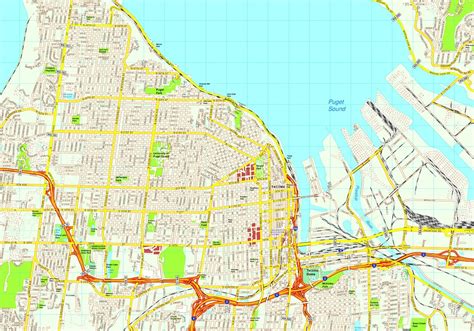 Tacoma Vector map. Eps Illustrator Vector City Maps USA America. Eps ...