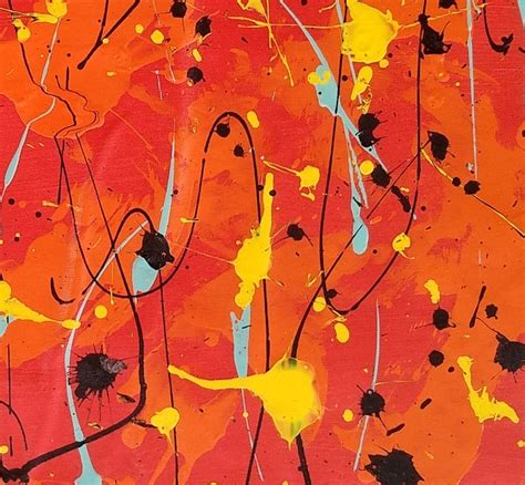 Red Jackson Pollock Style Multicolored Jackson Pollock Large - Etsy