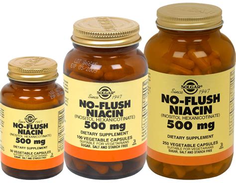 Solgar No-Flush Niacin 500 mg Vegetable Capsules (Vitamin B3) (Inositol Hexanicotinate)