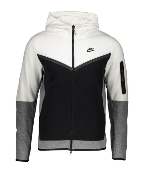 Nike Tech Fleece Full Zip Hoodie Black/Dark Grey Heather/White ...