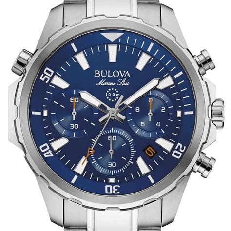 BULOVA 96b256 Marine Star Blue Dial Chronograph Stainless Steel Quartz ...