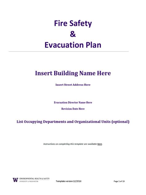 Fire Safety and Evacuation Plan Template | Emergency Evacuation | Fire Safety