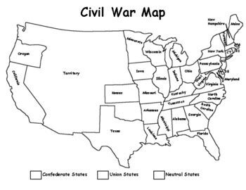 Blank Civil War Maps North And South