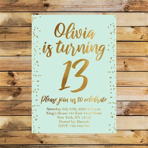 Editable 13th Birthday Invitation Electronic Rustic Birthday | Etsy in 2021 | 13th birthday ...