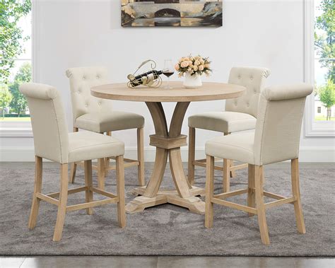 Buy Roundhill Furniture Siena White-Washed Finished 5-Piece Counter ...