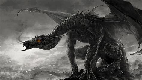 1080P Free download | Artwork, Dragon, Fire, Black, Dark Data Src ...