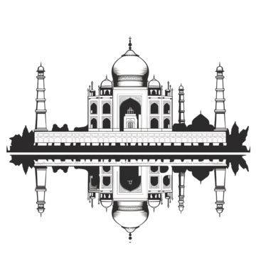 Taj Mahal Silhouette Doodle Drawing, Wing Drawing, India, Travel PNG Transparent Image and ...
