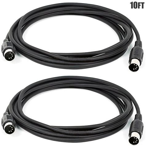 2 Pcs 10FT MIDI DIN 5 Pin Male to Male Pro Audio Cable Cord Molded Black | eBay