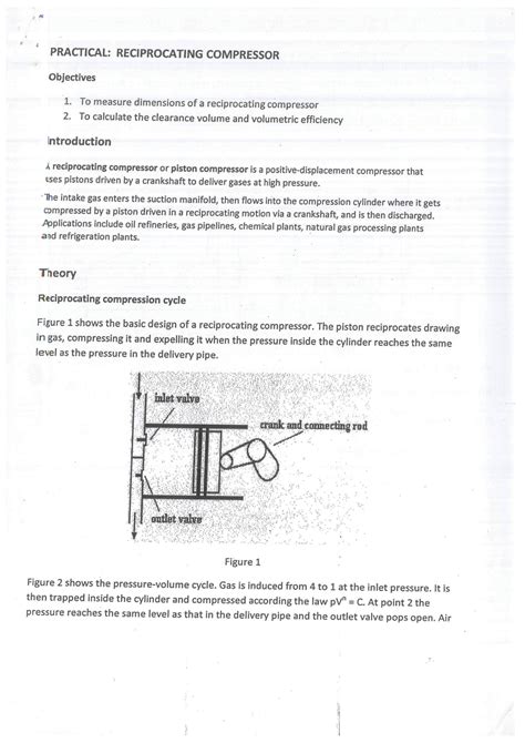 SOLUTION: Reciprocating compressor practicals 1 - Studypool