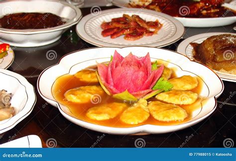 Vegetarian Dishes on Festive Table in Chinese Buddhist Monastery Stock ...