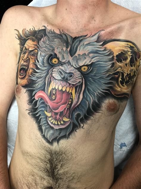 My werewolf chest piece done by Dane Bradford at Monument Tattoos in Tallahassee Florida ...