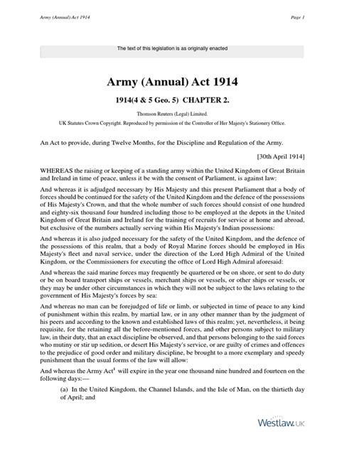 Army Act 1914 | United Kingdom | Government