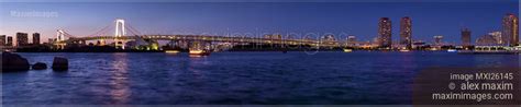 Photo of Panorama of the Rainbow bridge in Tokyo at night | Stock Image ...