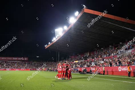 Girona Players Celebrate After Scoring During Editorial Stock Photo ...